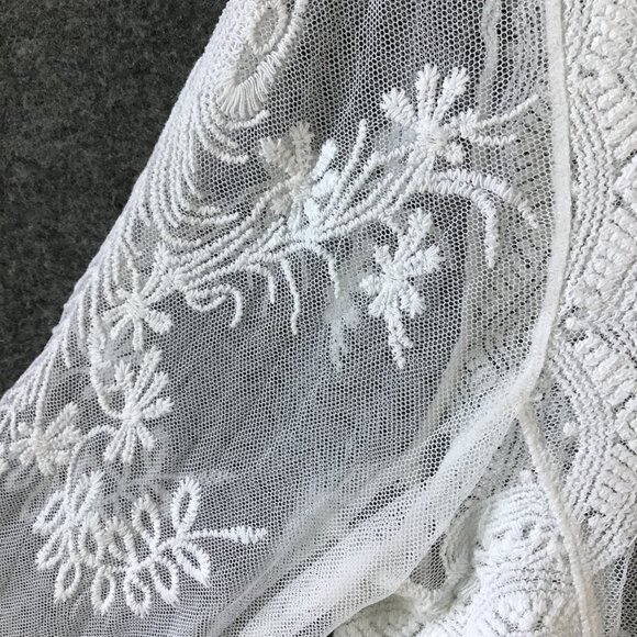 Rabbit Rabbit Rabbit Elbow Sleeve Ivory Lace Shrug Jacket Top Sz L - Picture 6 of 9